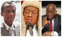 [L-R] Justice Dery, CJ Sophia Akufo and President Akufo-Addo