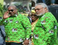 Former Presidents Rawlings and Mahama in Ghana's 60th anniversary cloth