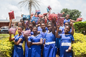 Some of the girls who benefited from United Way Ghana's 'Girls closet'