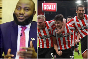 A Collage Of Dozy Mmobuosi And Players Of Sheffield United