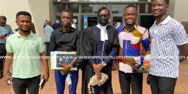 Prince Asumadu (second from right) excited about the ruling of the High Court