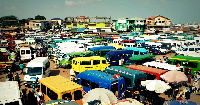 Aerial shot of a lorry terminal