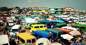 Aerial shot of a lorry terminal