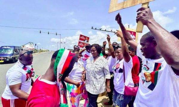 Prof. Naana Opoku-Agyemang with some NDC memebers in Tema