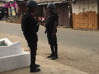 Police personnel at the palace