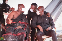 Kurt Okraku and Isaac Asiamah at the funeral of late Opoku Afriyie