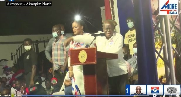 President Nana Addo Dankwa Akufo-Addo with the MP for Akropong Akwapim North, Nana Ama Dokua