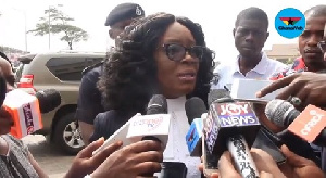 Gloria Akuffo, Attorney General, interacting with the media after the hearing