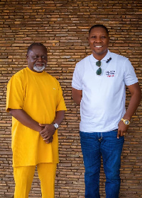 Dr Emmanuel Bortey with Azumah Nelson