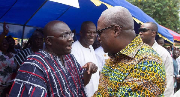 Vice President Dr Mahamudu Bawumia in a warm embrace with Former President Mahama