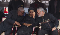 r-L: Mahama, Lordina, Rawlings in a chat