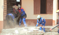 Workers involved in the exercise