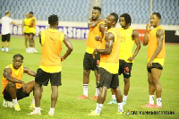 Black Stars players training in Cape Coast