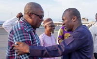 Ablan Bagbin (right) exchanging pleasantries with Johin Dramani Mahama (left)