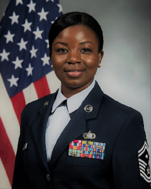 Senior Master Sgt. Eva Appiah of the 357th Airlift Squadron first sergeant of the U.S Airforce