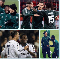 Former Real Madrid players Michael Essien and Cristiano  Ronaldo