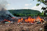 A photo of the destroyed unwholesome drugs and other sub-standard products