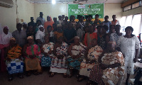 Group of farmers at the forum with Mrs Gladys Serwaa Adusah