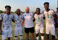 Slavko Matic with some of his players who were in the CHAN team