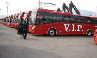 The drivers and staff of VIP have blocked the entrance to the terminal with their buses