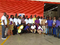 CILT-Ghana members in a group photograph with Chris Goodsir, Country Manager for Swissport