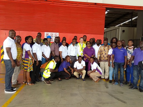 CILT-Ghana members in a group photograph with Chris Goodsir, Country Manager for Swissport