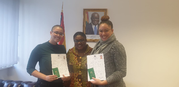 Michaela and Julia Tomfeah with Ambassador Gina Blay