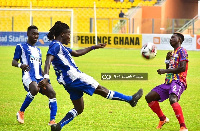 Hearts of Oak's William Denkyi in action against Olympics