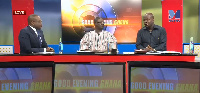 Paul Adom-Otchere with his guests Rockson Dafeamekpor and Abu Jinapor on Good evening Ghana