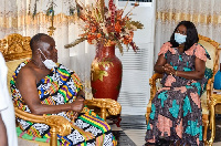 Nana Otuo Siriboe II, in a chat with Dr. Edith Dankwa, Chairperson of Business & Financial Times