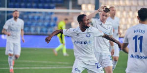 Joel Fameye celebrates scoring a goal