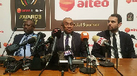 CAF President Dr. Ahmad addressing the media in Accra ahead of Thursday's Aiteo CAF Awards 2017