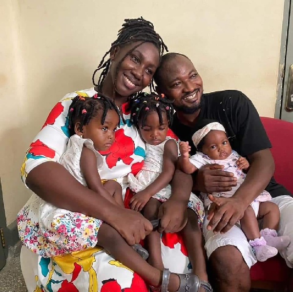 Ghanaian comedian Funny Face with his family