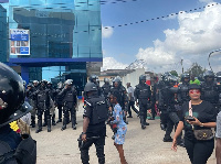 Police personnel at the Kume Preko Reloaded demonstration