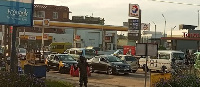 Vehicles wrongfully park in the Asempa Hotel area opposite Total and Shell fuel stations in Takoradi