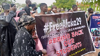 Family and friends of di kidnapped students carri protest go NASS for Abuja