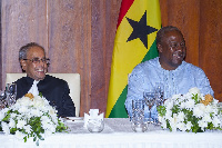 President John Dramani Mahama with Pranab Mukherjee, President of the Republic of India