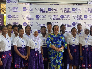 Rebecca Akufo-Addo with some of the STEM girls from ASA