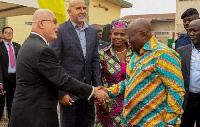 President Akufo-Addo (R) and Outgoing U.S. Ambassador to Ghana, Robert P. Jackson