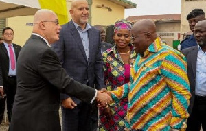 President Akufo-Addo (R) and Outgoing U.S. Ambassador to Ghana, Robert P. Jackson