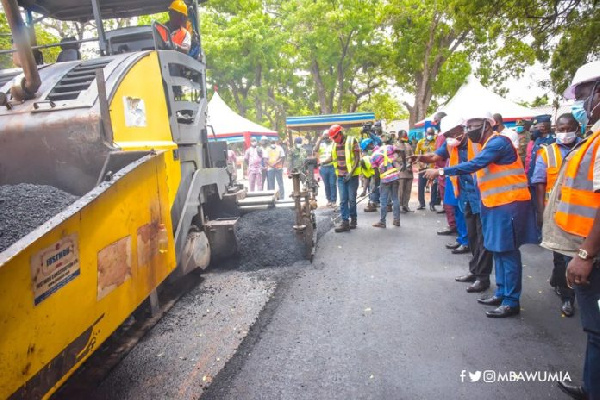 Vice President Dr Mahamudu Bawumia inspecting some road projects