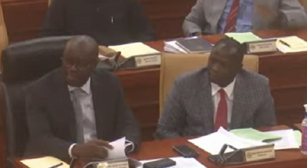 Minority leader Dr. Cassiel Ato Forson (left) with the deputy Minority leader, Kofi Armah Buah