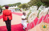 Anyidoho lays a wreath at the Asomdwee Park on 10th anniversary of Atta-Mills' passing