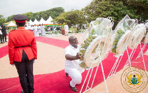 Anyidoho lays a wreath at the Asomdwee Park on 10th anniversary of Atta-Mills' passing