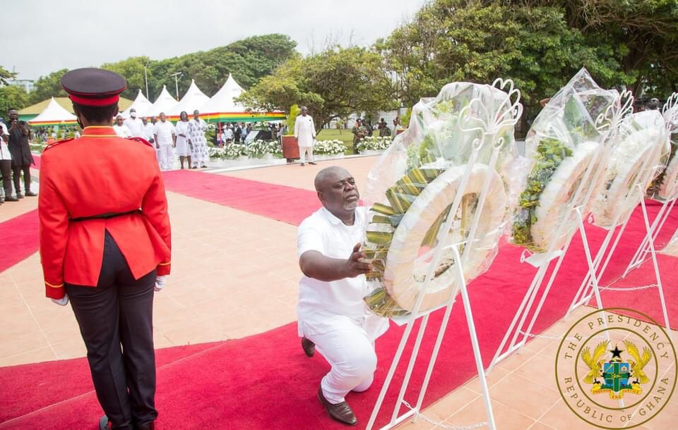 Anyidoho lays a wreath at the Asomdwee Park on 10th anniversary of Atta-Mills' passing