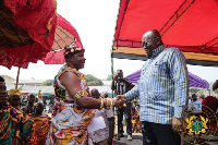 President Akufo-Addo greeting the chiefs and elders of Buem