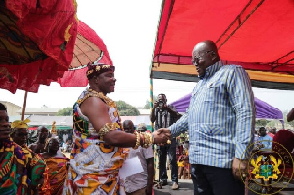 President Akufo-Addo greeting the chiefs and elders of Buem