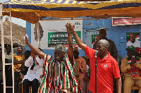 Vice President Amissah-Arthur introducing the NDC parliamentary candidate for Gambaga