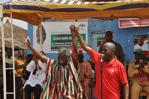 Vice President Amissah-Arthur introducing the NDC parliamentary candidate for Gambaga