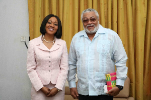 Former President Jerry John Rawlings and the EC Chairperson, Jean Mensa